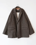 Veste tailleur Merci Paris Dopple & Scent à carreaux moka, coupe ample en mélange de coton et laine, fermeture un bouton