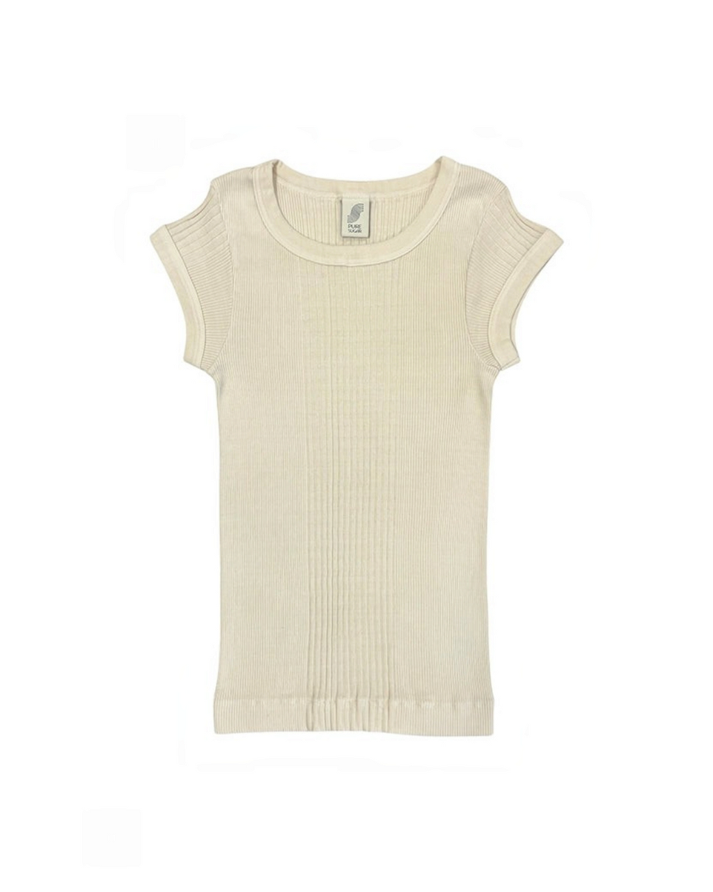 T-shirt Merci Paris Pure Sugar Chalain écru en maille Richelieu tubulaire 100% coton à col rond et manches courtes