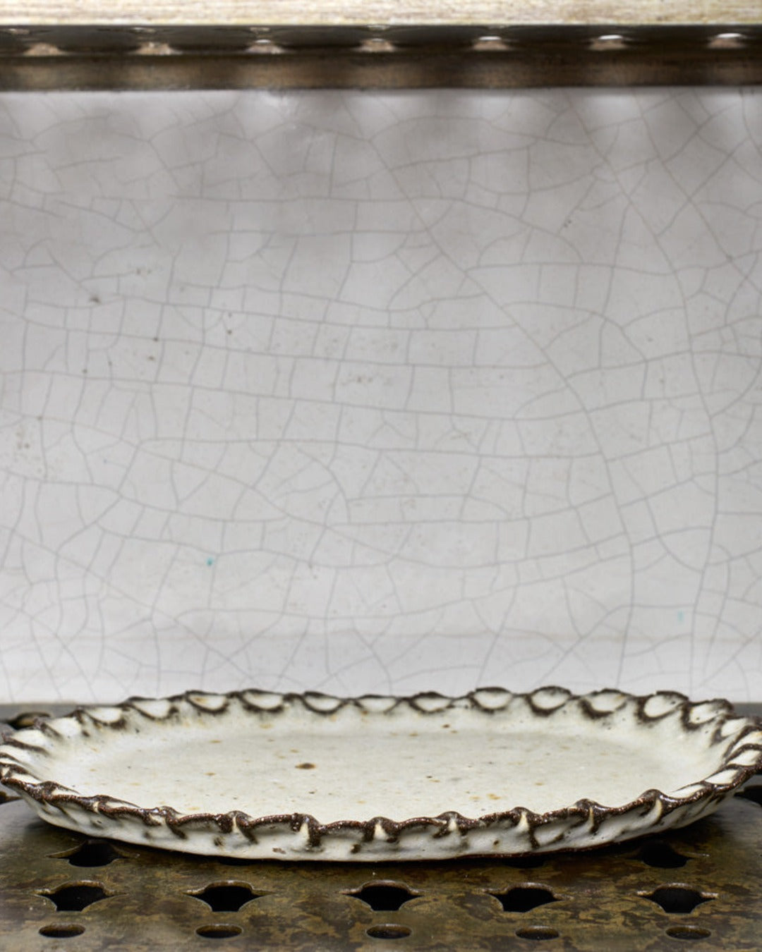 Potry - Oval stoneware dish - White