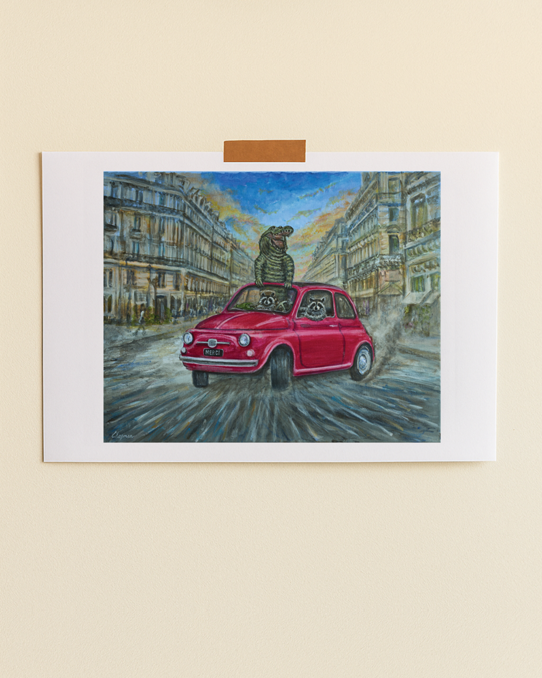 Merci x Travis Chapman - Affiche Drifting On The Champs Des Elysees