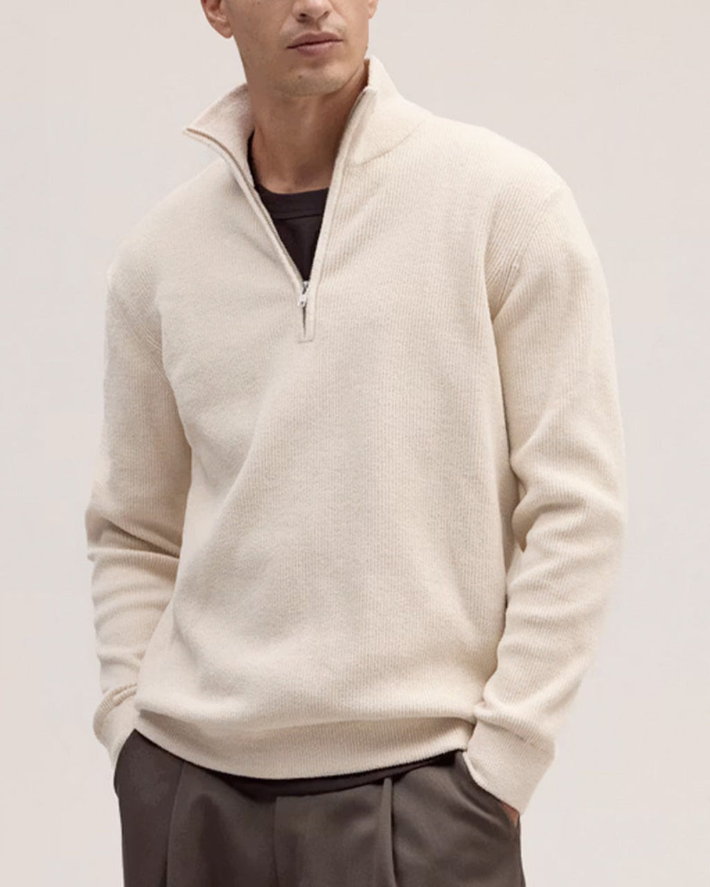Nn07 - Danny Zip 6429 Knitwear - Ivory