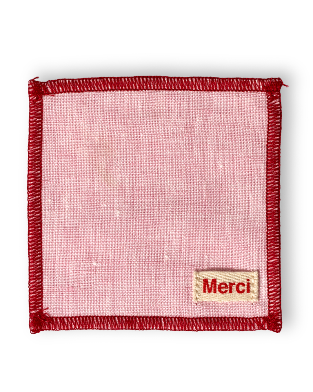 Merci - Set of 6 washed linen coasters - Granita Pink