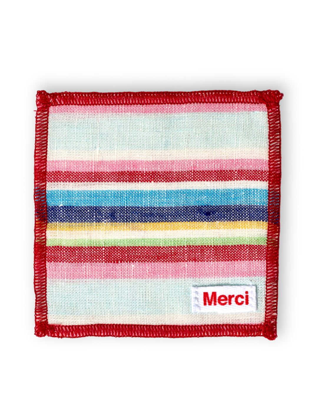 Merci - Set of 6 washed linen coasters - Parasol Stripes