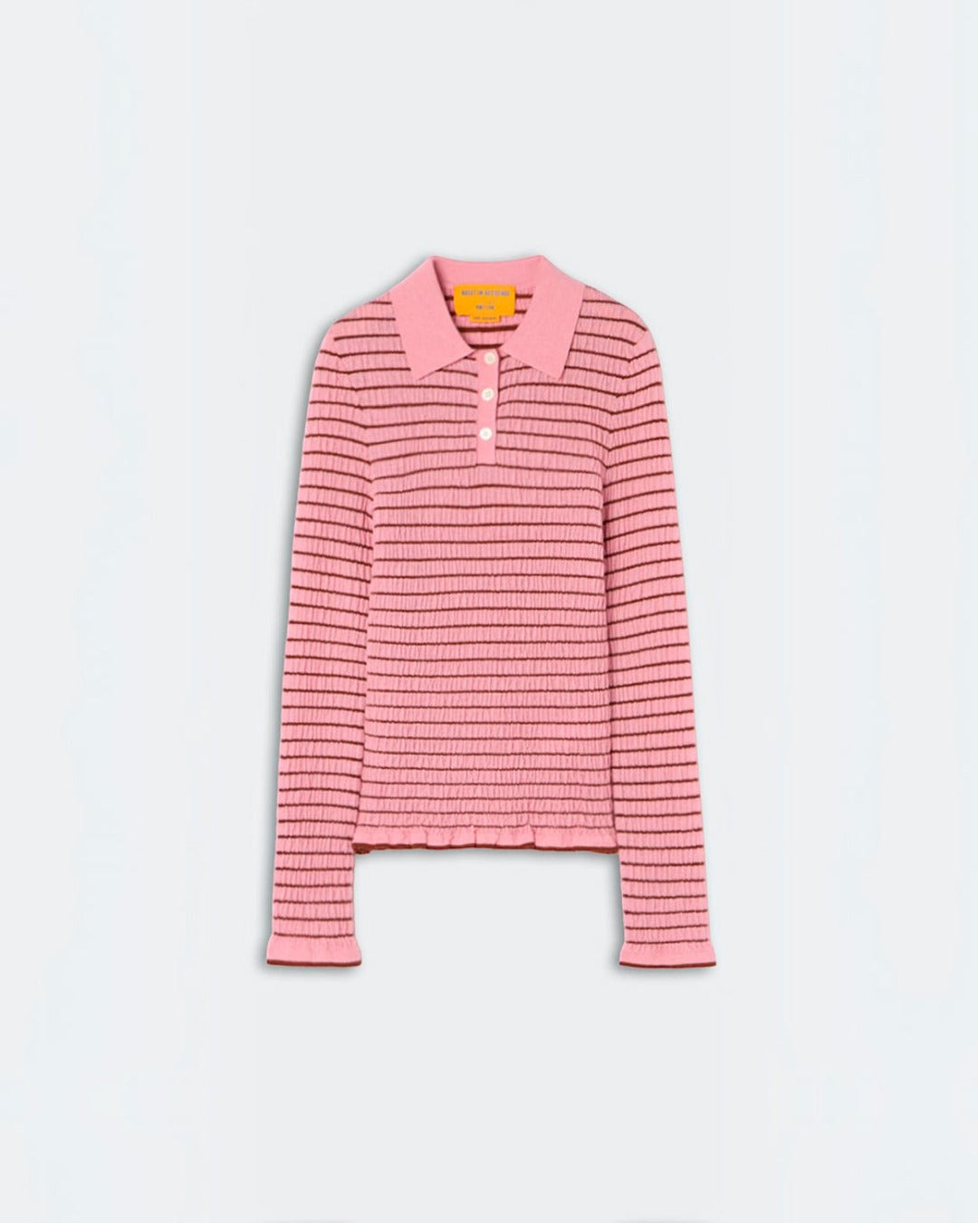 Guest In Residence - Smocked Shrunken Polo Shirt - Sprinkle & Burnt Sienna