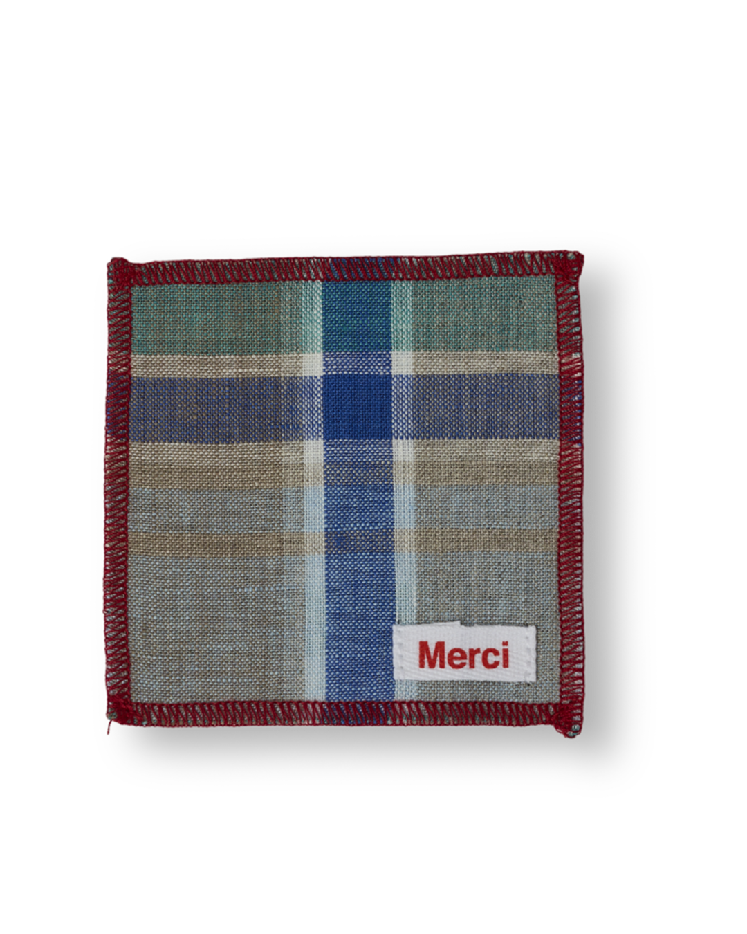 Merci - Set of 6 washed linen coasters - Library Checks