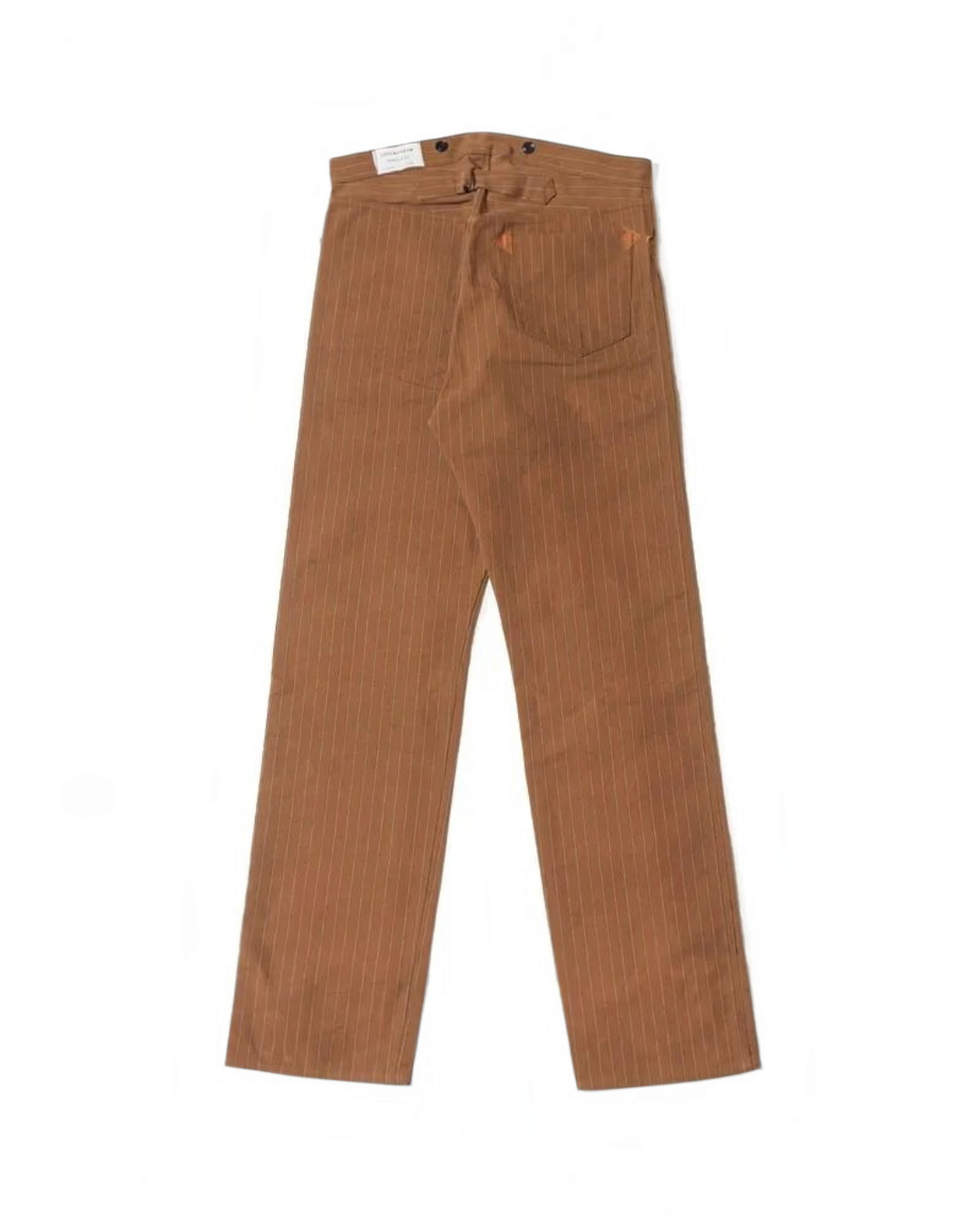 Pantalon Merci Paris Warehouse & Co 1228 en toile duck marron à rayures, style workwear vintage en coton