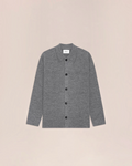 Surchemise Jonas Merci Paris en laine mérinos bouillie grise avec fermeture boutonnée et col classique