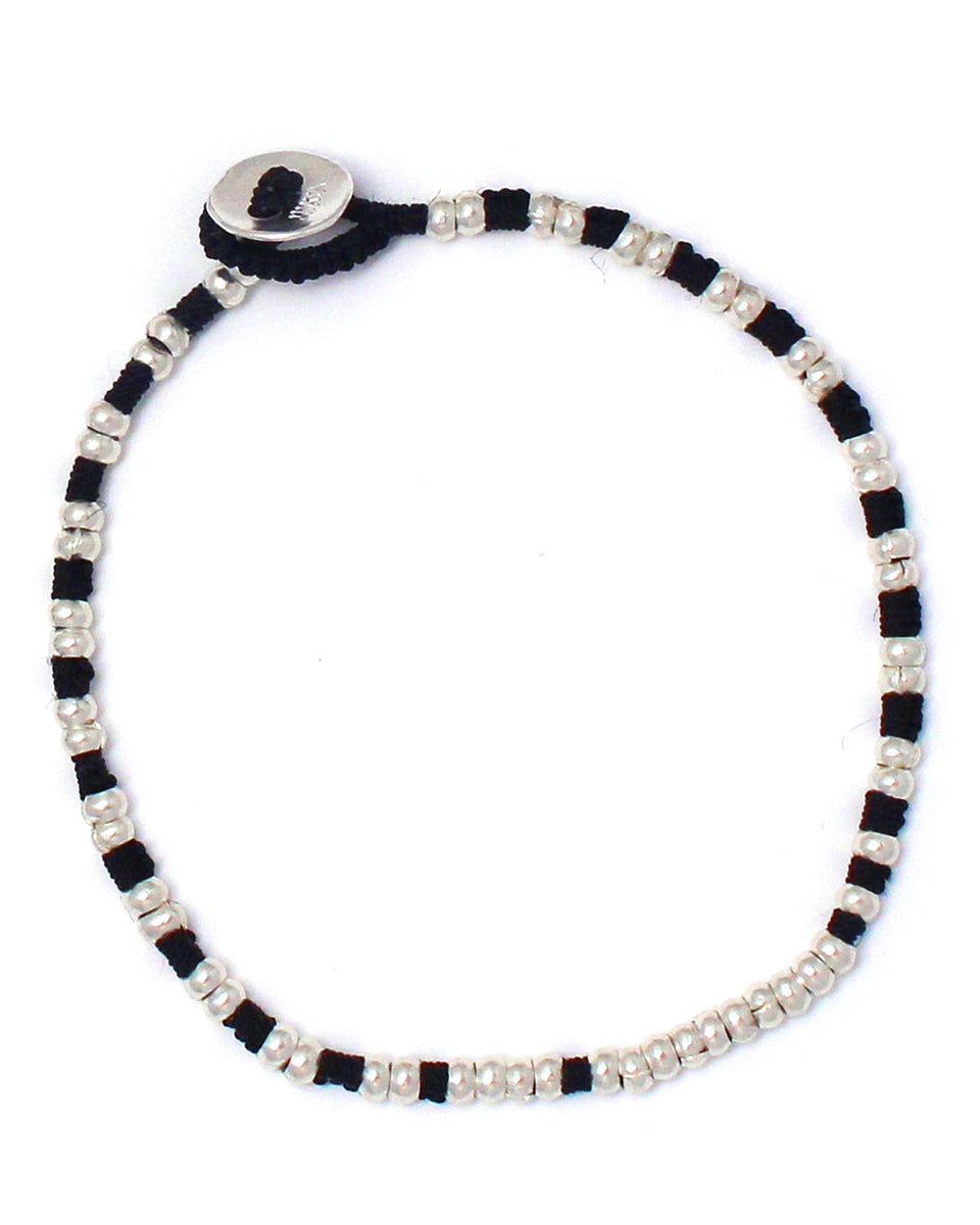 Mikia - Silver Beads Bracelet - Black