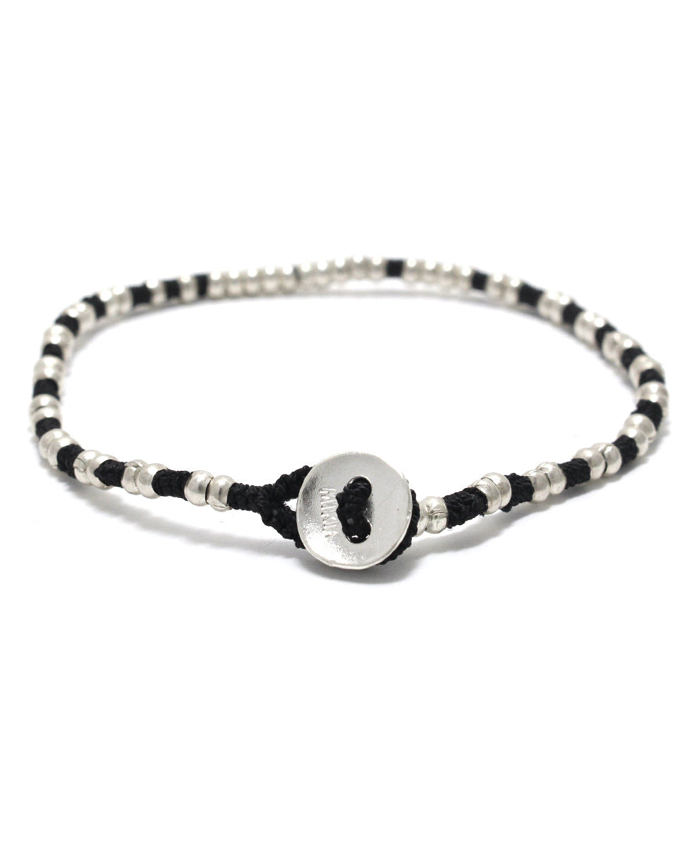 Mikia - Silver Beads Bracelet - Black