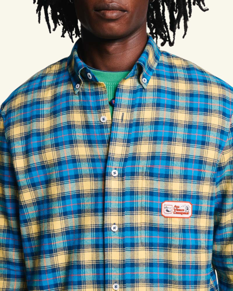 Au Vieux Campeur - Congés Payés - Chemise Elmer Flanelle - Bleu & Jaune