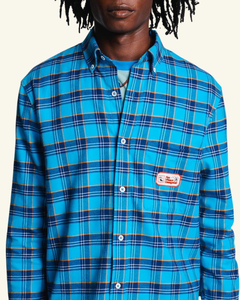 Au Vieux Campeur - Congés Payés - Chemise Elmer Flanelle - Marine & Bleu