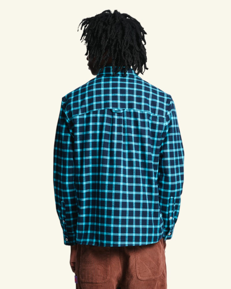 Au Vieux Campeur - Congés Payés - Chemise Elmer Flanelle - Marine & Turquoise