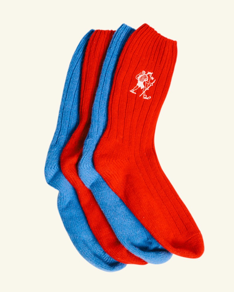 Au Vieux Campeur - Congés Payés - Chaussettes en Laine Marcheur Brodé - Rouge