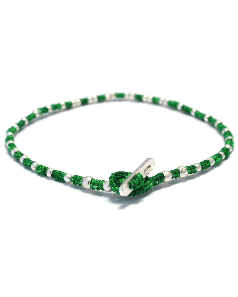 Mikia - Bracelet Small Silver Beads - Vert