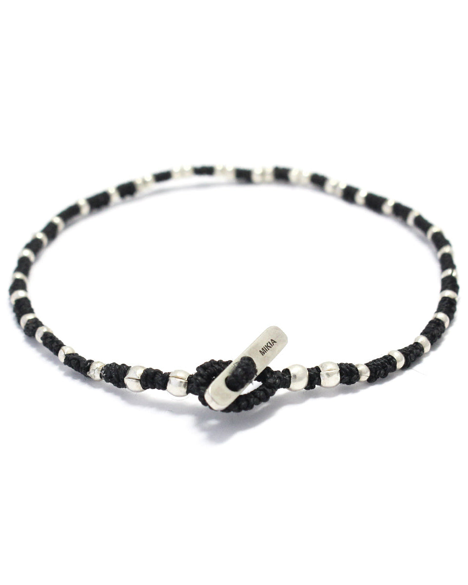 Mikia - Small Silver Beads Bracelet - Black