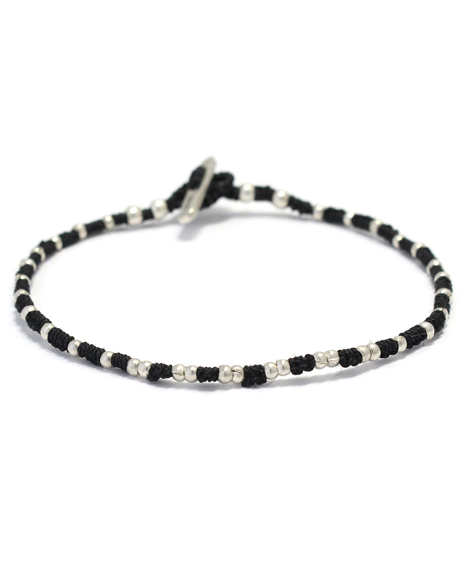 Mikia - Small Silver Beads Bracelet - Black