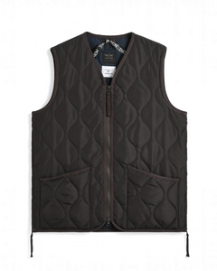 Gilet matelassé Merci Paris Taion marron chocolat en tissu ripstop avec col en V et fermeture zippée