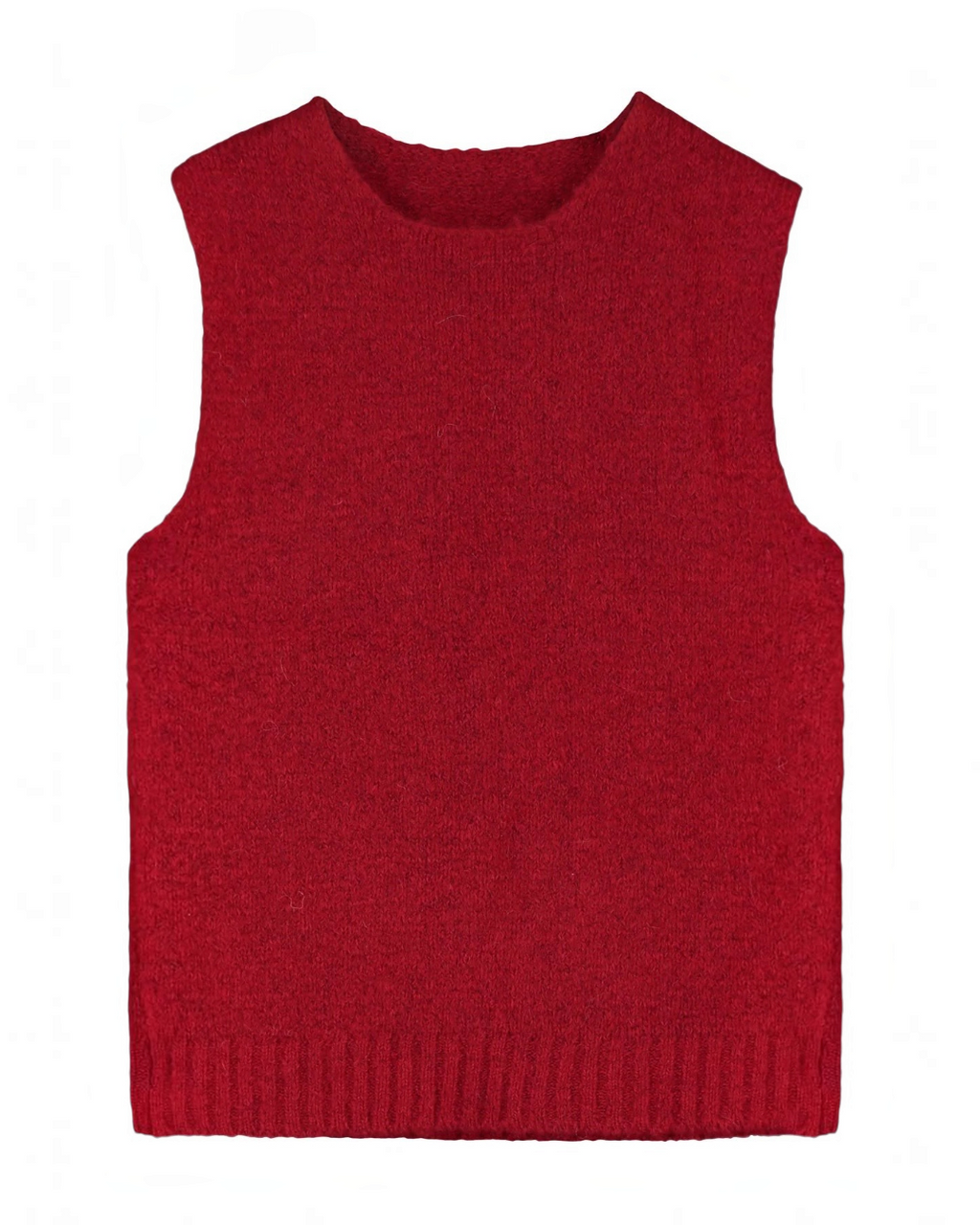 Pull sans manches Merci Paris Lima rouge en maille douce d'alpaga et laine, coupe minimaliste et épurée