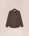 Chemise à carreaux marron Merci Paris NN.07 en flanelle de coton biologique avec poche poitrine et coupe droite
