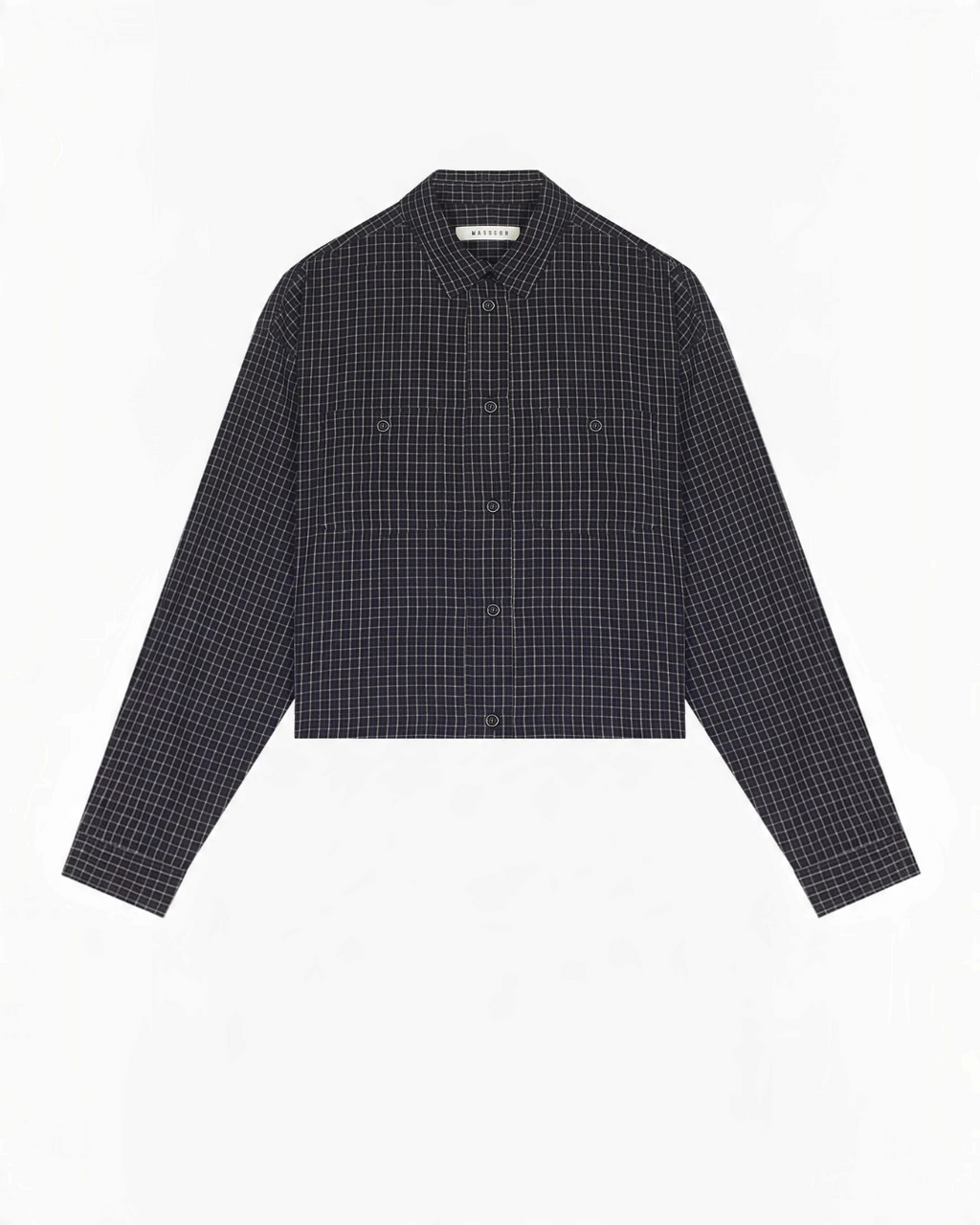 Chemise courte Merci Paris Masscob Zendaya noire à carreaux en coton avec poches plaquées et coupe structurée