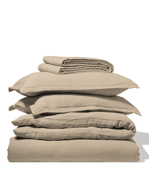 Parure en gaze de coton Beige Quai de Seine — packshot de la parure