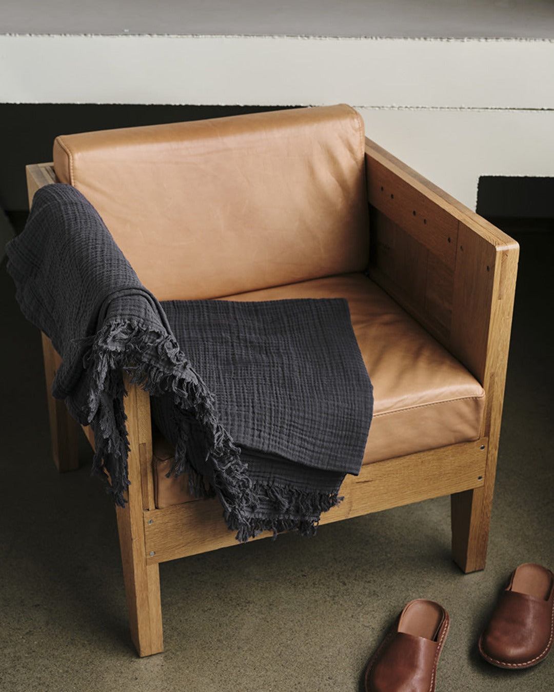 Merci - Plaid En Gaze De Coton - Gris Fusain