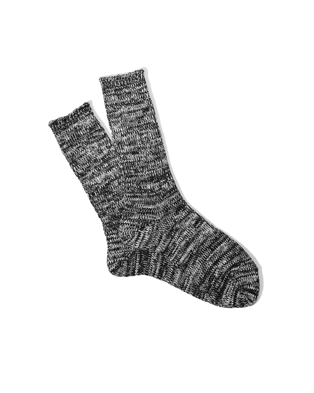 Chaussettes Merci Paris Anonymous ISM 5 Color Mix Crew en coton gris chiné avec maille côtelée épaisse