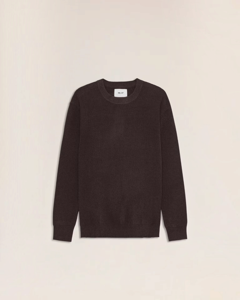Pull Merci Paris NN.07 Danny marron à col rond en maille légère avec finitions côtelées