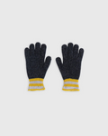 Gants Merci Paris Howlin' en laine d'agneau anthracite à maille côtelée avec poignets rayés jaunes et gris