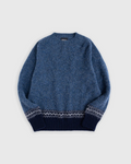 Pull Merci Paris Howlin' Secret Friend bleu en laine Shetland brossée avec motif jacquard sur le bas