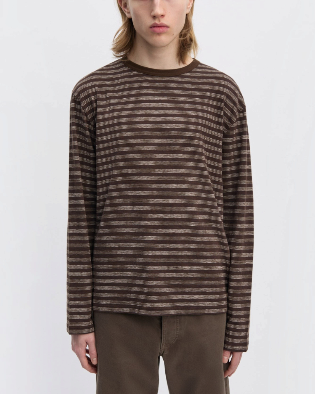 Another Aspect - T-shirt rayé 3.0 JPN - Rayures marron et écru