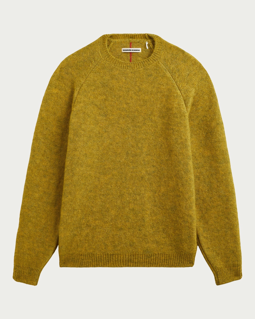 Pull Merci Paris Homecore Baby Brett en maille d'alpaga vert Green Haze avec manches raglan et finitions côtelées