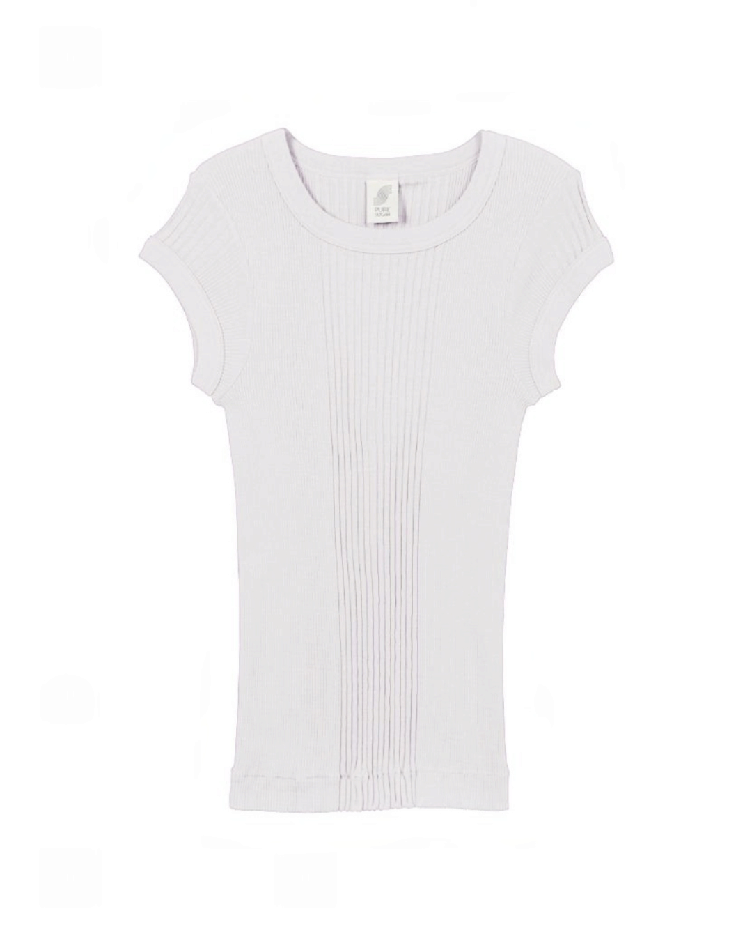 T-shirt blanc Merci Paris Pure Sugar en maille Richelieu tubulaire avec col rond et manches courtes en coton
