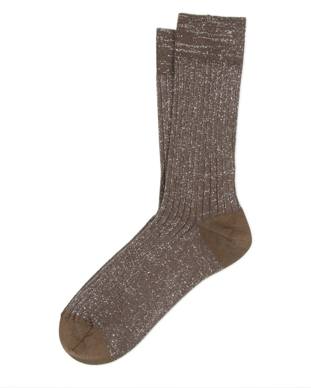 Chaussettes courtes Merci Paris Ant45 marron en maille côtelée avec fil lurex brillant pour un style élégant