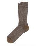 Chaussettes courtes Merci Paris Ant45 marron en maille côtelée avec fil lurex brillant pour un style élégant