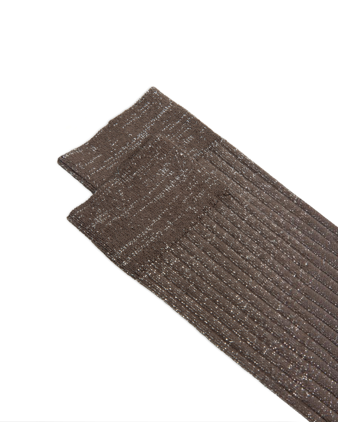 Chaussettes courtes Merci Paris Ant45 marron en maille côtelée avec des fils lurex scintillants