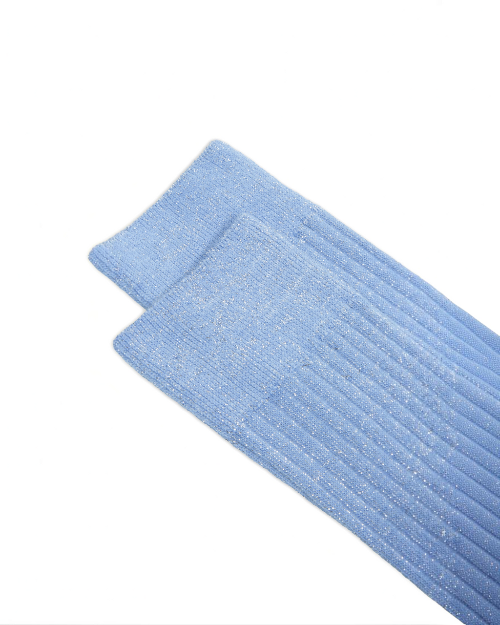 Chaussettes courtes Merci Paris Ant45 bleu ciel en maille côtelée avec fil lurex brillant