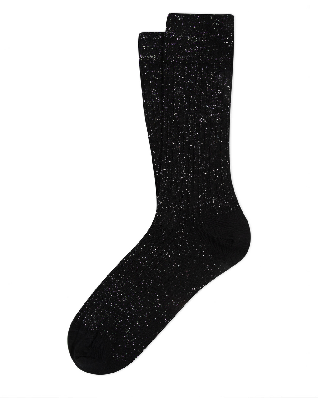 Chaussettes courtes Merci Paris Ant45 noires en maille côtelée avec fil lurex brillant, fabriquées en Italie