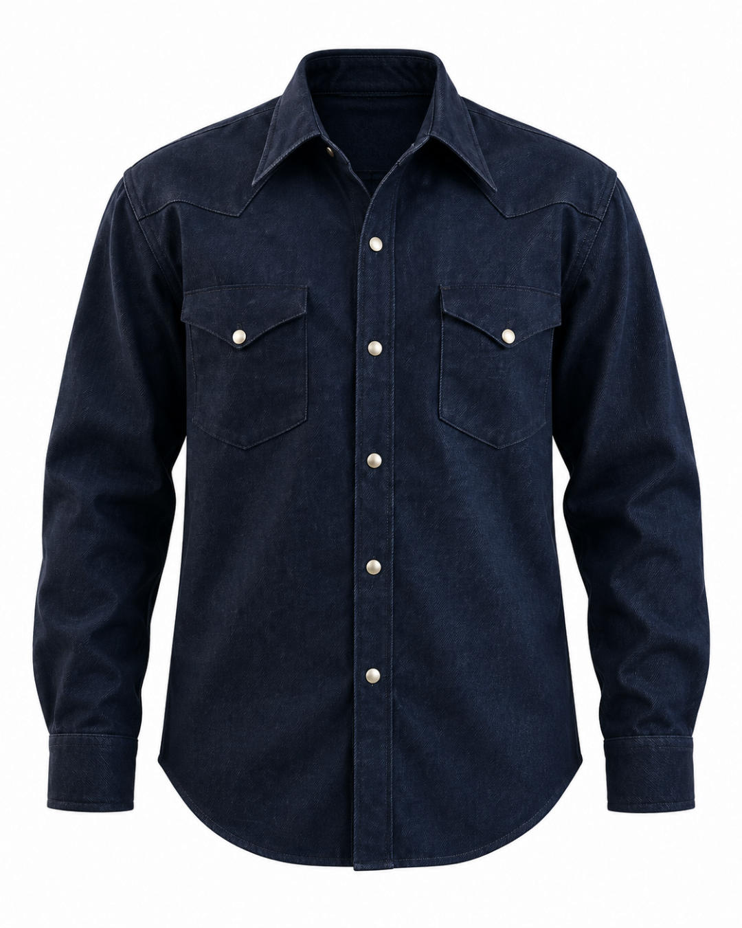 Veste chemise Merci Paris Coherence Abiquiu en sergé de laine bleu marine avec boutons pression métalliques