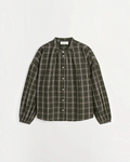 Shirt Merci Paris Skall Studio Cilla in green and white organic cotton check, loose fit and round neck