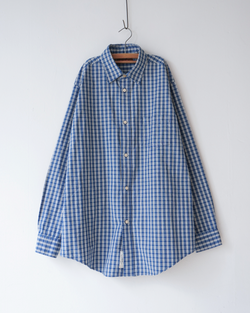 Chemise oversize Merci Paris Dopple & Scent en coton bleu indigo à carreaux avec boutons nacrés sur cintre