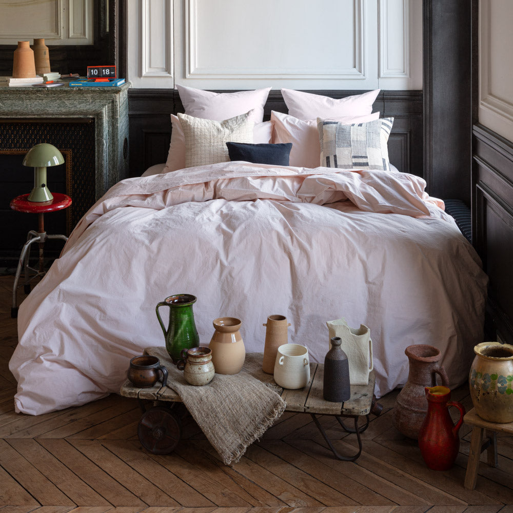 Housse de couette en percale de coton - Rosé Poudré
