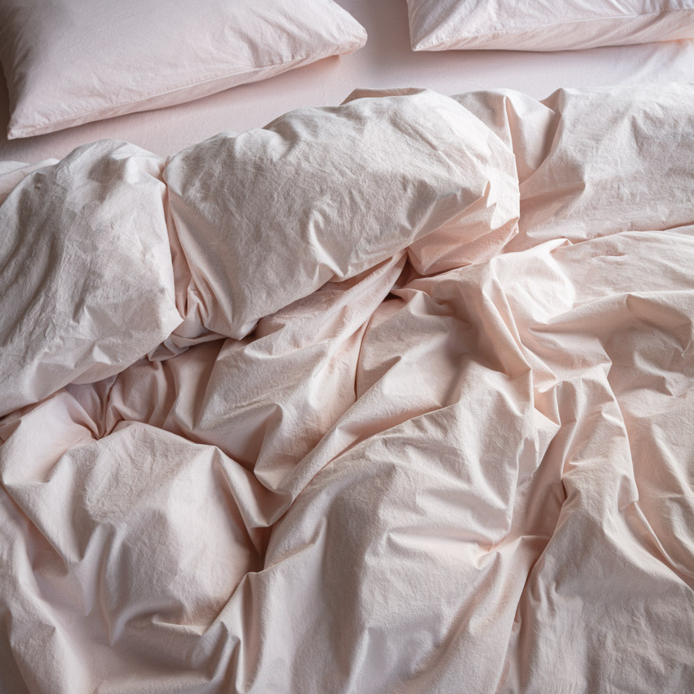 Housse de couette en percale de coton - Rosé Poudré