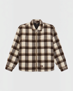 Shirt jacket Dickies Merci Paris shirt jacket in brown checked cotton flannel with zip fastening and oversized cut