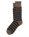Chaussettes Merci Paris Ant45 Elodie en laine marron à rayures noires contrastées avec une texture douce effet peluche