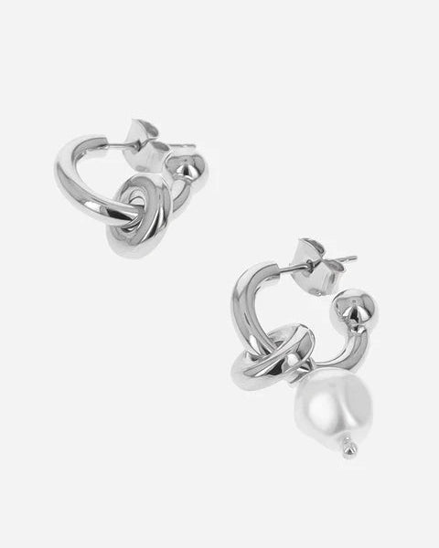 Justine Clenquet - Ethan Pearl Earrings - Palladium