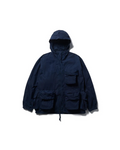 Veste à capuche Merci Paris Snow Peak en coton et nylon bleu indigo avec multiples poches 3D fonctionnelles