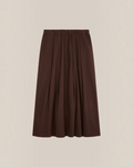 Jupe longue Merci Paris Moismont Paule en twill de coton marron avec taille élastiquée et plis délicats