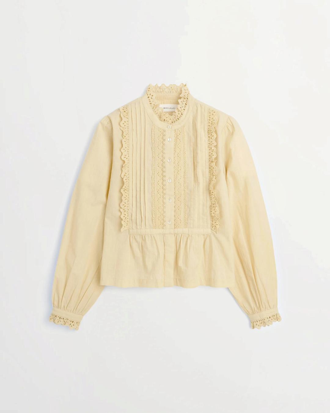 Shirt Merci Paris Skall Studio Lesley shirt in cream organic cotton with lace details and ruffled collar