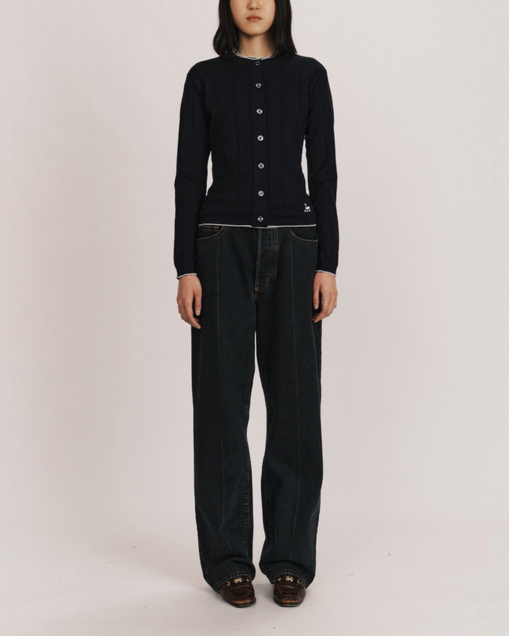 BB Wallace - Cardigan Prince - Marine et blanc